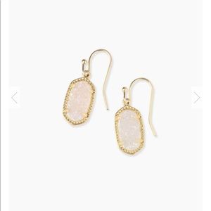 KS Lee Gold Drop Earrings In Iridescent Drusy